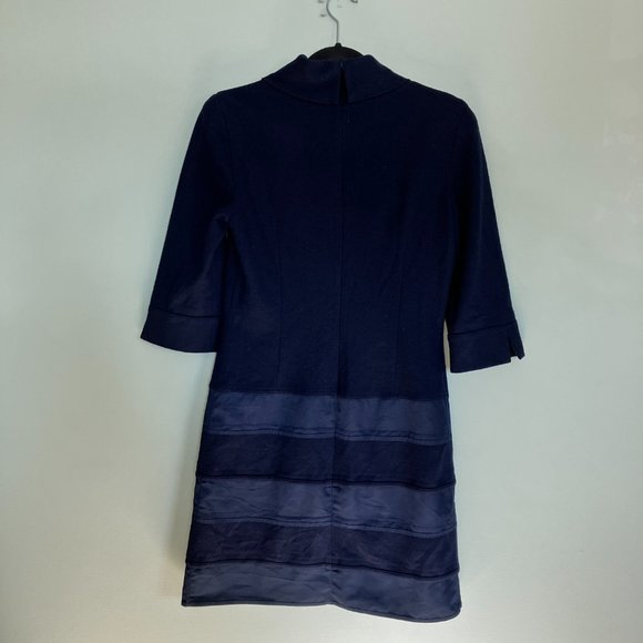 Laurel 100% wool a -line dual texture navy dress size 6 - Picture 2 of 12